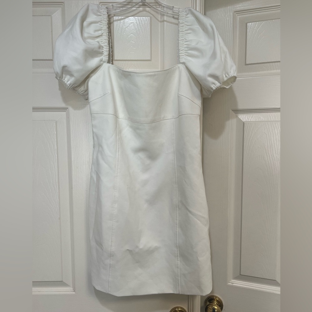 Cinq a sept off white cream color puff sleeves square neck mini dress size 12